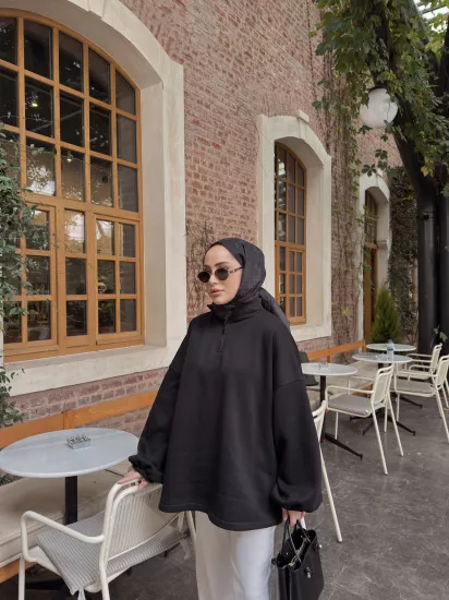 SİYAH SOFT  ŞARDONLU SWEAT 1195