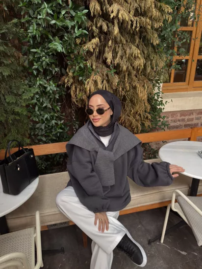 ANTRASİT SOFT  ŞARDONLU SWEAT 1195