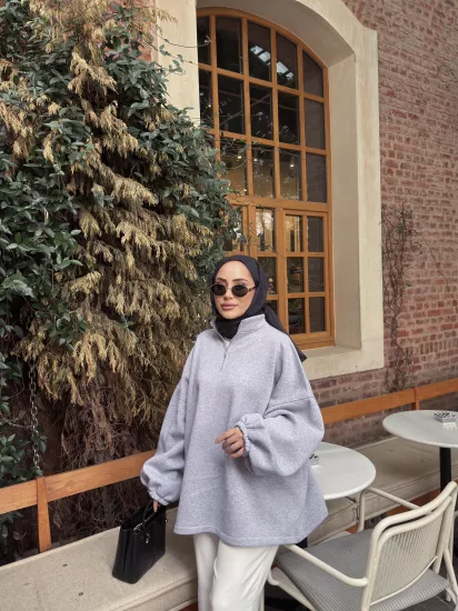 GRİ SOFT  ŞARDONLU SWEAT 1195