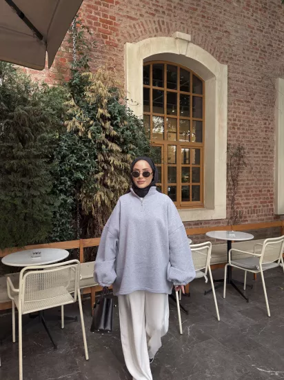 GRİ SOFT  ŞARDONLU SWEAT 1195