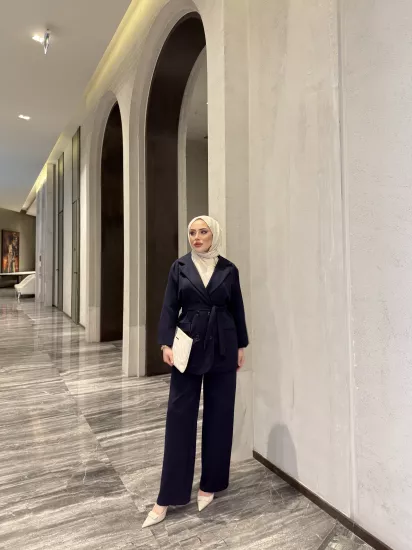 LACİVERT  ROSE BLAZER TAKIM 1200