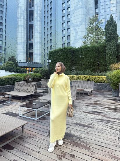 Sarı Blow Triko Elbise