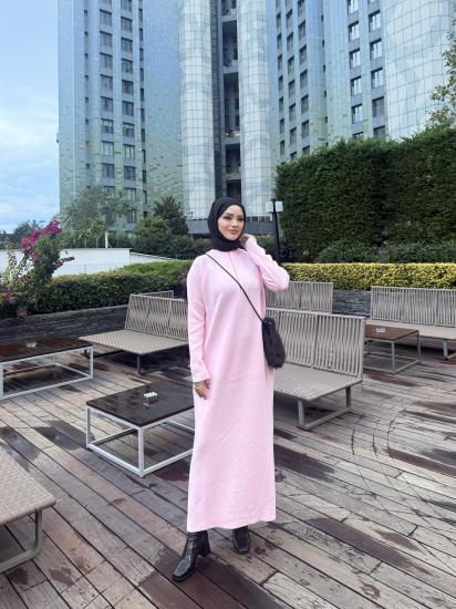 Pembe Blow Triko Elbise