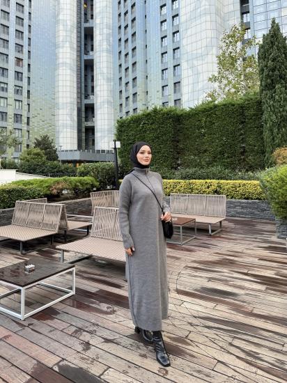 Antrasit Blow Triko Elbise