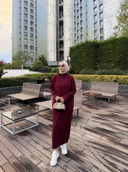 Bordo  Blow Triko Elbise