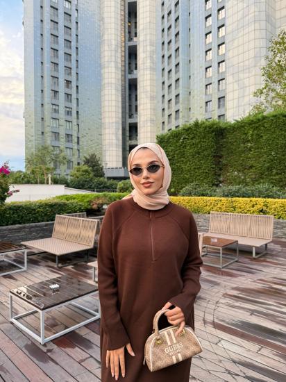 Kahverengi  Blow Triko Elbise