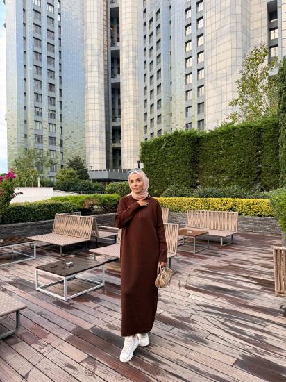 Kahverengi  Blow Triko Elbise