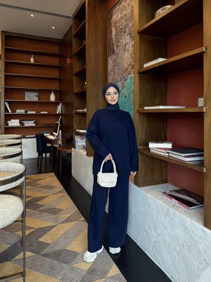 Lacivert   Çapraz Detay Triko Takım 2511