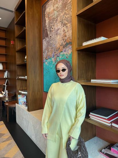 sarı  Çapraz Detay Triko Takım 2511