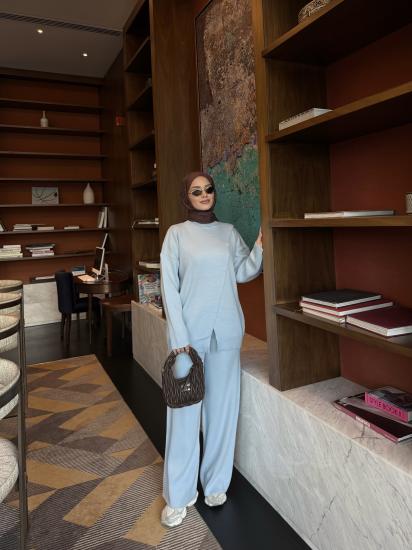 Mavi Çapraz Detay Triko Takım 2511