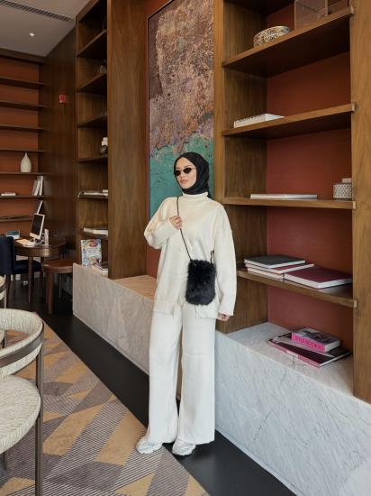 Bej Çapraz Detay Triko Takım 2511