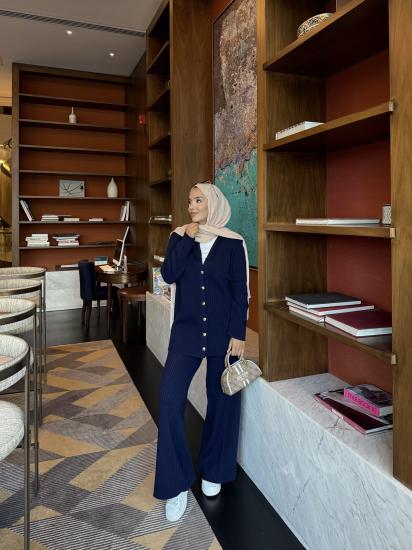 Lacivert  Nilifer Hırka Triko Takım  2502