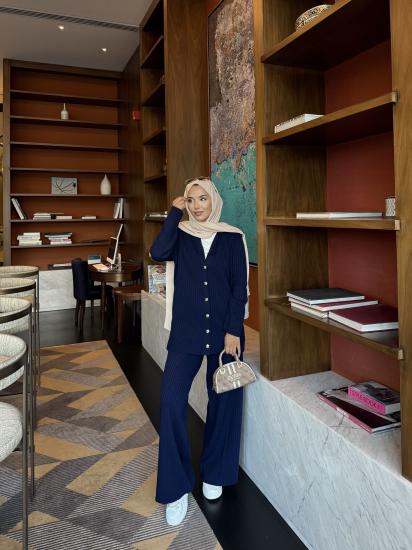 Lacivert  Nilifer Hırka Triko Takım  2502