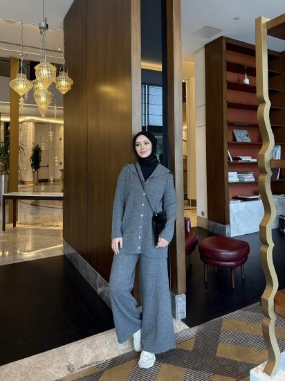 Antrasit Nilifer Hırka Triko Takım 2502 