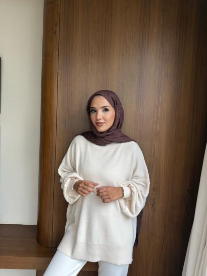 Bej Balon Kol Triko Tunik 2508