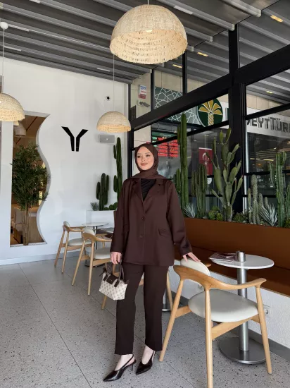 KAHVERENGİ QUES BLAZER TAKIM 0511