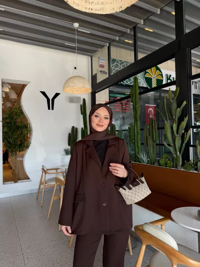 KAHVERENGİ QUES BLAZER TAKIM 0511