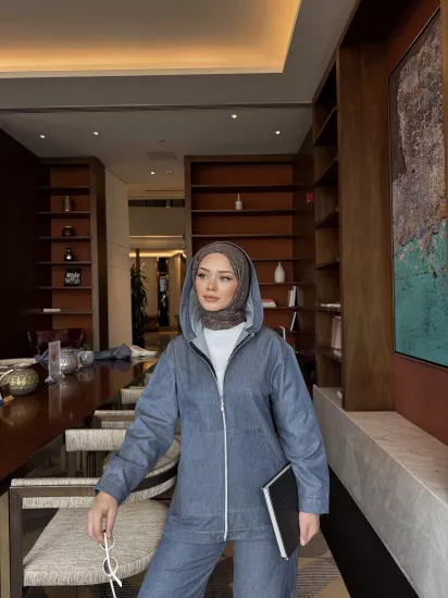 ELLE KAPÜŞONLU KOT CEKET TAKIM 201