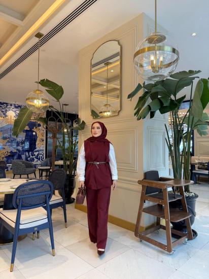 Bordo Neslina Yelek Takım 3342